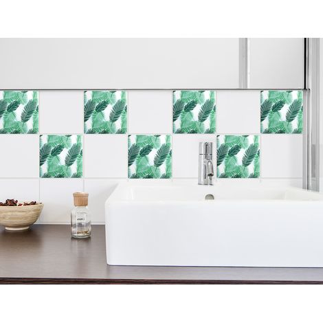 Sticker adhésif déco 15x15cm - Feuilles relief pour homestaging et carrelage - Idéal pour rénover votre intérieur (1/3)