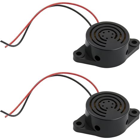 Lot de 2 Buzzer DC Piézo Actif 3V-24V, Buzzer Électronique Haut Intensité 100dB, Alarme Sonore Continu, Avertisseur DC pour DIY Voiture Sécurité Industrielle Système Alerte Compact (1/5)