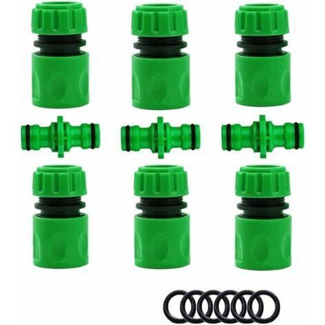 Raccord Tuyau d'Arrosage,Connecteur Arrosage Accessoires de Tuyau (6 Raccord de Tuyau Rapide, 3 Raccord Mle Double), Kit de Connexion Rapide et Facile. (1/5)