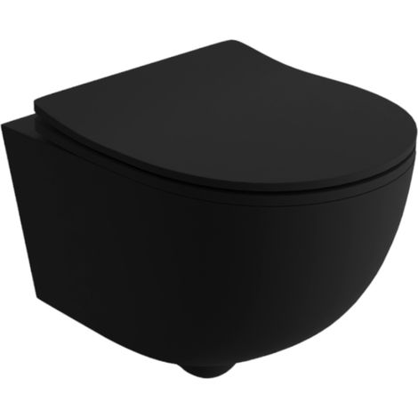 LAVITA Brava Black WC suspendu  L'abattant de WC à chute lente  WC suspendu sans bord  WC  360x480x375 cm  noir (1/3)