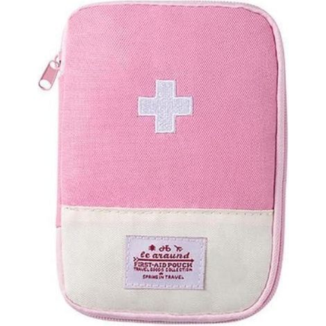 Erste-Hilfe-Tasche leer, kompakt, tragbar, rosa, für Outdoor & Reisen