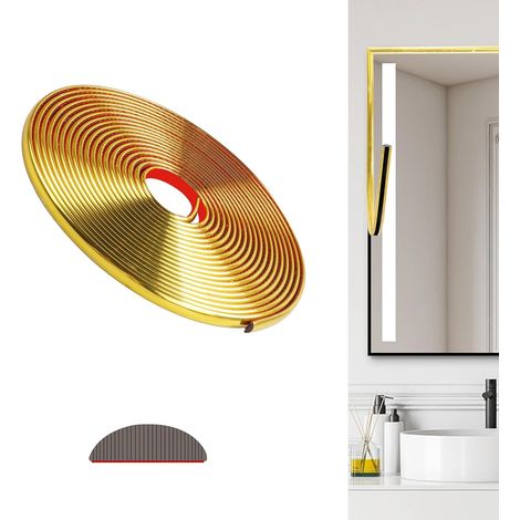 PVC Baguette de Finition, Moulure Murale, Bande Décorative Flexible pour Murs, Plafonds, Sols, Armoires, Carrelages, Miroirs(600cm,Or) (1/5)