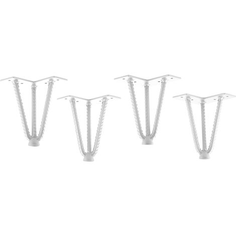 SOTECH 4 Stück Tischbeine Haarnadelbeine mit Bodenschutz Stahl 3 Streben Montageplatte 12x12cm weiß lackiert Höhe 150 mm (Moniereisen) (1/5)