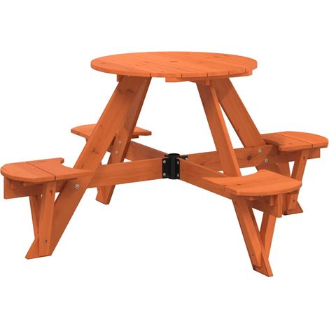 Table de jardin,Table de pique-nique pour 4 enfants avec trou de parasol rond CFW47789 (1/5)