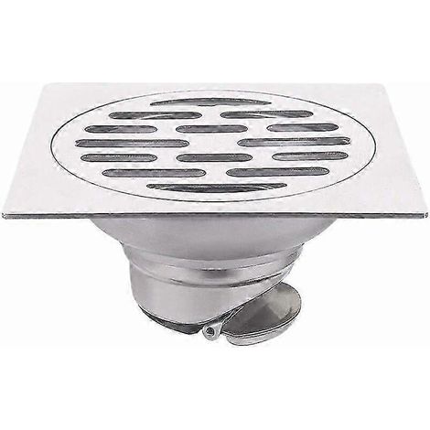 Siphon de sol carré en acier inoxydable anti-odeurs avec couvercle amovible pour cuisine, salle de bain, douche, garage et sous-sol (1/5)