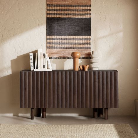 Buffet 4 portes 160x40x80 cm en manguier marron - IRIAGE (1/5)