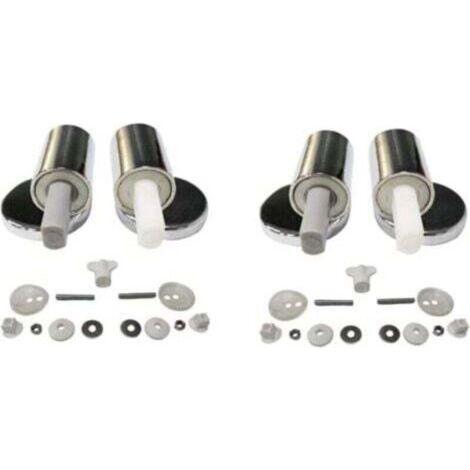 Set di 2 kit di ricambio per sedili WC, compatibili con modelli tradizionali e moderni, con chiusura ammortizzata, cerniere a sgancio rapido e cerniere di fissaggio superiori.