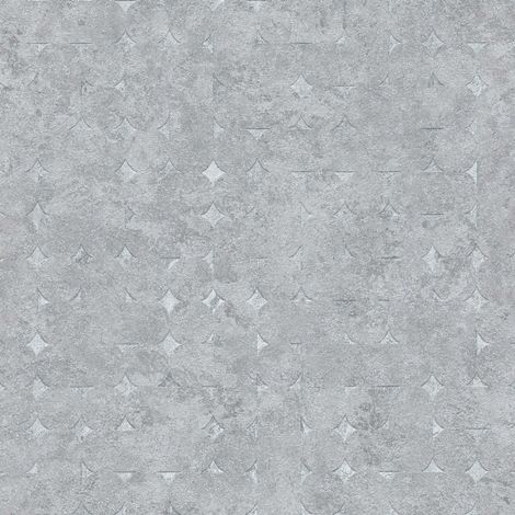 Papier peint intissé métallique gris Tapisserie à motifs géométrique pour couloir Papier peint graphique idéal pour chambre (1/4)