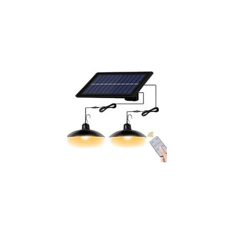 Suspension solaire double tête IP65 – EINNENFFER – Blanc chaud, câble 3 m, télécommande, étanche, pour poulaillers, patios, couloirs, abris de jardin et tonnelles (1/5)