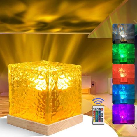 Projecteur Ciel Etoile, 16 Couleurs Projecteur Aurore Boréale,Cube Cristal Lampe Aurore Boréale (1/4)