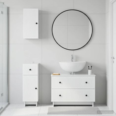 vidaXL 3 Piece Bathroom Cabinet Set EDE High Gloss White (1/5)