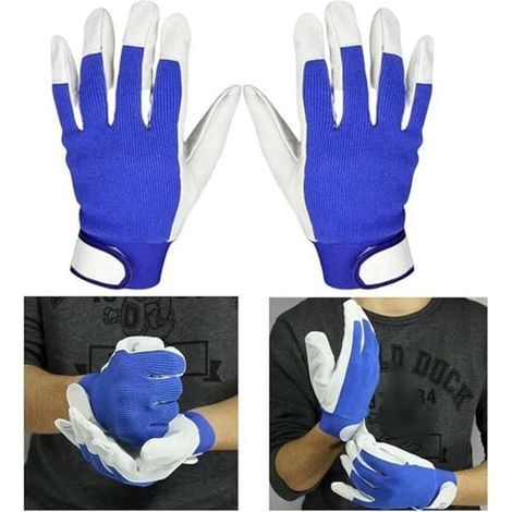 Gants de soudeur en cuir résistant à la chaleur – Taille 21,5 cm – Peau de mouton et nylon extensible – Lot de 2 paires pour entretien mécanique (1/5)