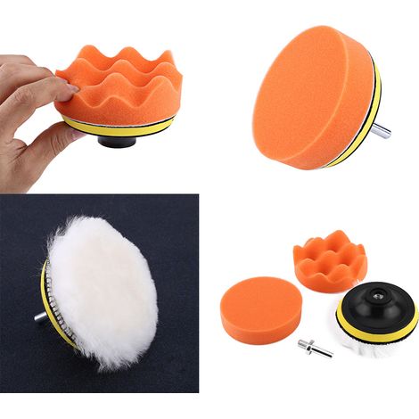 Kit de 5 tampons de polissage 4" pour polisseuse voiture avec adaptateur perceuse M10 (1/5)