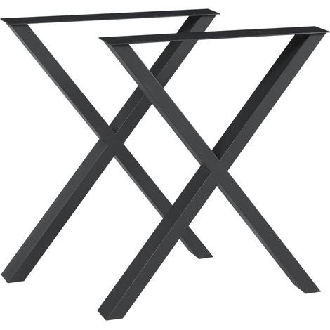 Lot de 2 pieds de table meuble moderne design original DIY Greith acier 72 x 59 cm noir