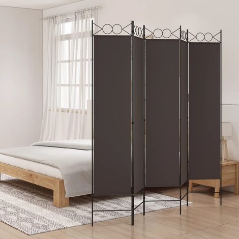 Furniture Limited - Biombo divisor de 5 paneles de tela marrón