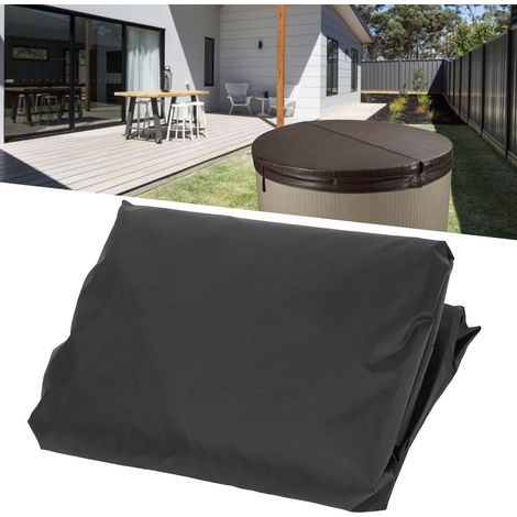 Housse imperméable ronde extérieure pour baignoire, taille 190, housse anti-poussière en taffetas de polyester enduit d'argent, imperméable, 20030cm, noire. (1/5)