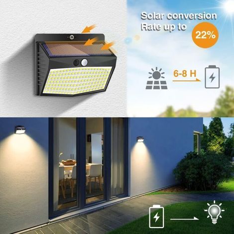 Lampe Solaire Extérieur Détecteur de Mouvement【Lot de 3 de 138LED】 Lumière étanche Sans Fil 3 Modes Spot LED éclairage extérieur solaire pour Jardin Decoration (1/3)