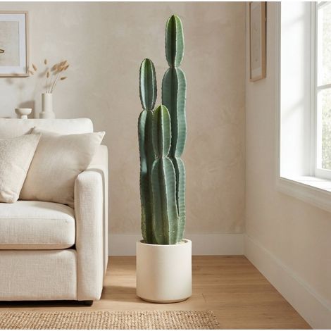 Cactus artificiel 25 x 25 x 111 cm en EVA vert avec pot décoratif pour salon et bureau - CHICFURN (1/5)