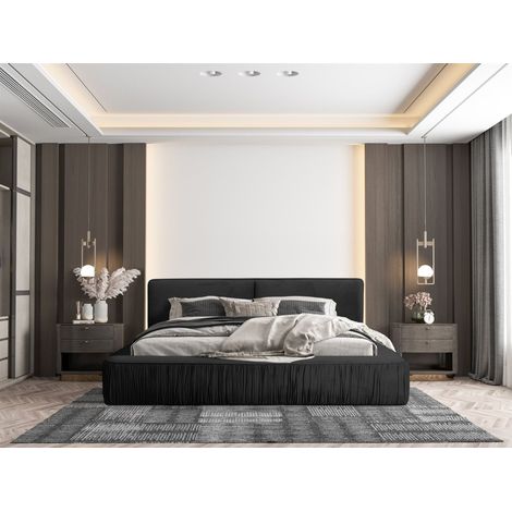 Polsterbett Doppelbett LEXIE 180x200cm in Stoff Riviera Schwarz (1/5)
