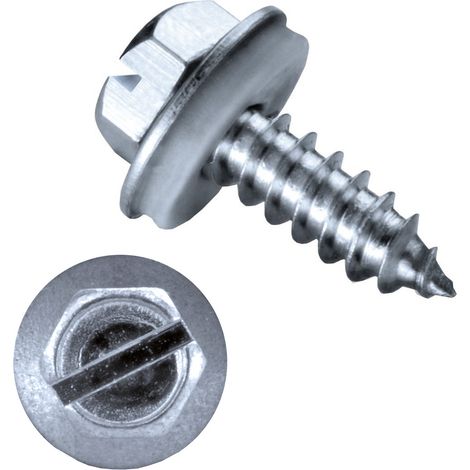 GOEBEL - 500 x Vis à Tôle-Tête Hexagonale 4,8 x 19 mm Acier inoxydable A2 (W.-Nr. 1.4301/03 AISI 304/02) Revêtement argenté GOEBEL GL - EPDM Disque ISO1479 DIN7976 - 2040448190 (1/5)