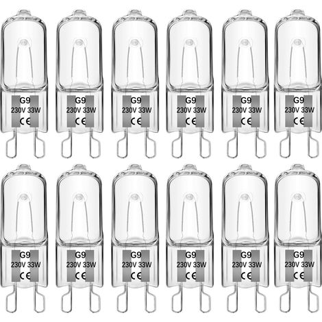 12 Pièces Ampoule Halogène G9 33W 230V Dimmable, Blanc Chaud 2700K 460LM, Ampoules Capsule G9 pour Four, Micro-ondes, Plafonniers, Lampes Murales (1/5)