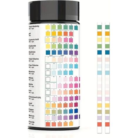100 Teststreifen, 16-in-1-Trinkwassertest-Set, professionelle Härte-Testsets, Teststreifen für Leitungswasser und Brunnenwasser mit Härte-, pH- und Quecksilberbestimmung