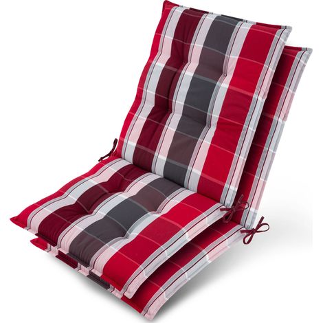 2x Niederlehner Auflage Sun-NL 100x50x8cm Rot-Anthrazit-Gestreift