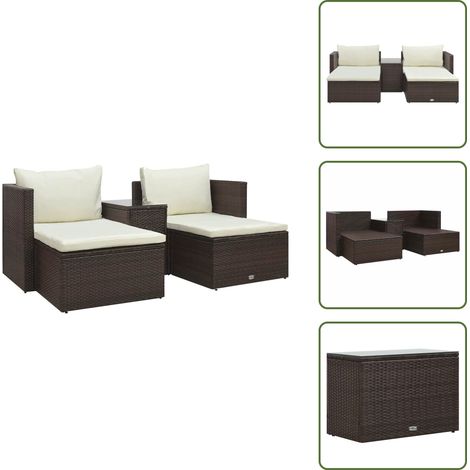 Cuscini da giardino - vidaXL Set Divani da Giardino 5 pz con Cuscini in Polyrattan Marrone - Divano angolare