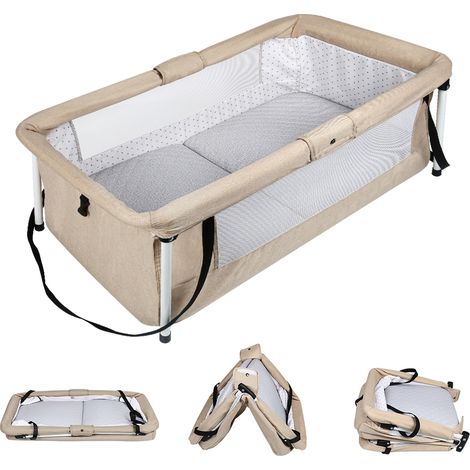 Haloyo – Lit parapluie bébé pliable 90x70x50cm – Tissu Oxford imperméable – Cadre robuste et maille respirante – Idéal pour voyages et visites (1/5)