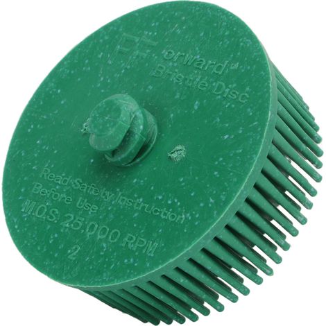 Disque abrasif à poils de 5 cm (2 pouces) pour éliminer les bavures et la rouille sur le métal (vert). (1/5)
