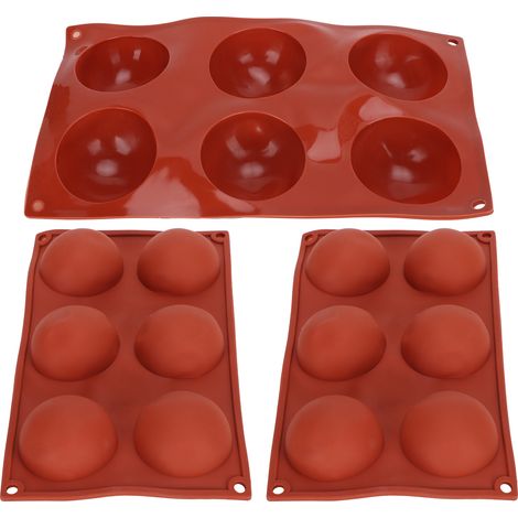 Ensemble de 3 moules hémisphériques en silicone pour pâtisserie maison : gâteau au chocolat chaud, desserts, gelée, mousse en dôme, forme hémisphérique L6, 58085 (1/5)