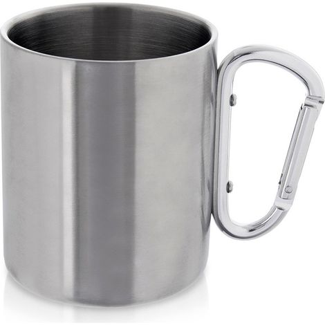 Edelstahl-Touristenbecher mit Karabinerhaken, Kaffeeflasche 350 ml