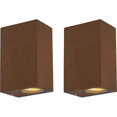 Set of 2 Industrial Wall Light Rust Brown 2-Light IP44 - Baleno
