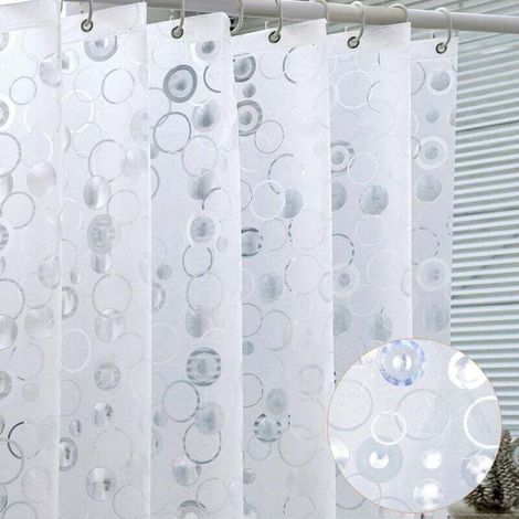 Doublure de rideau de douche en EVA pour salle de bain, 182,9 x 182,9 cm, bulle givrée 3D, doublure de rideau de douche imperméable et robuste, rideaux de douche en plastique épais, 12 crochets