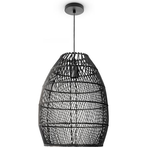 Paco Home Luminaria Suspensión Salón Bohemia Lámparas Cesta Lámpara Colgante Negro (Ø30cm), Lámpara colgante - Tipo 2