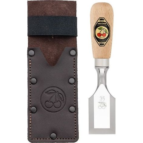 Kirschen 1158000 Kurzbeitel in Lederholster Beccuccio Corto in Acciaio ad Alto Tenore di Carbonio 35 mm colore Nero