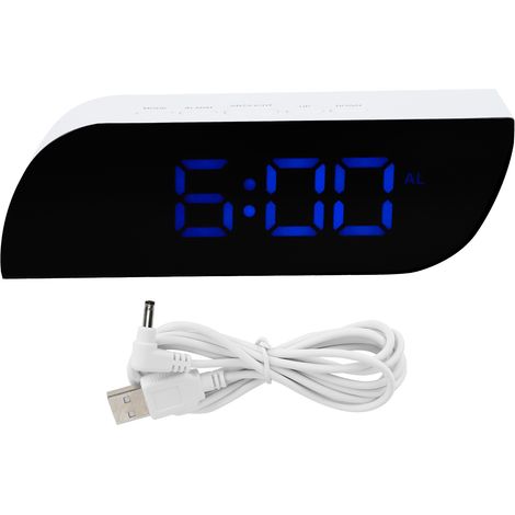 LED Digital Clock 12/24 Hour Conversion Adjustable Brightness Bedside Alarm Clock GHY-0801Blue (1/5)