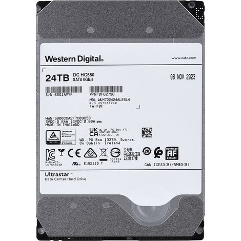 Disque dur serveur Western Digital Ultrastar HC580 WUH722424ALE6L4 (24 To 3,5 pouces SATA) (1/4)