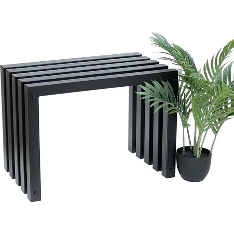 DanDiBo Hocker Metall Schwarz Sitzbank Massiv Wetterfest 60 cm Sitzhocker 96446 Modern Bank Lamellenhocker (1/5)