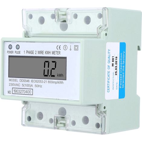 Einphasen-Energiezähler 5–100 A, 230 V AC, DIN-Schienenmontage, digitale LCD-Anzeige des Stromverbrauchs (1/5)