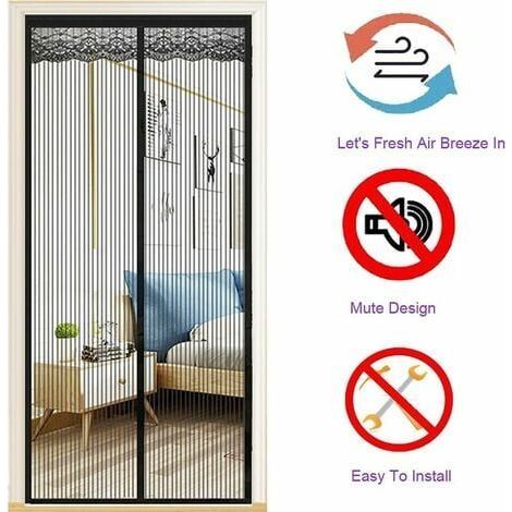 Moustiquaire Magnétique Porte 140x210cm,Moustiquaire Porte en Fibre de Verre,Rideaux Anti Mouches pour Porte Fermeture Automatique Maille Ultra Fine sans Perçage(Noir) (1/5)