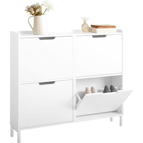 SoBuy 4 Drawers Shoe Storage Cupboard Organizer Unit,FSR100-W (1/5)