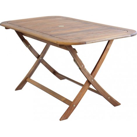 Tavolo Pieghevole 150x80x74 h cm in Legno di Acacia Marrone (1/5)