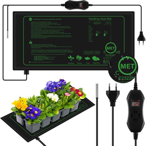 Tapis Chauffant Semis,52.525cm 50W Tapis Chauffant pour Plantes, Tapis Chauffant pour Plantes avec Thermostat pour semis, Tapis Chauffant pour Plantes Imperméable pour la Germination des semis (1/5)