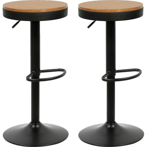 Tabourets de bar, hauteur réglable, design moderne minimaliste, noir (1/2)