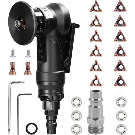 Mini débavureuse pneumatique portable 45° – 6 lames R + 6 lames C + 6 roulements inclus