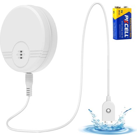 Détecteurs de fuites d'eau, 135dB Détecteur d'inondation pour Caves, salles de Bains, buanderies, Cuisines, garages et greniers (Piles 6F22/9V incluses) (1 Pack) (1/5)