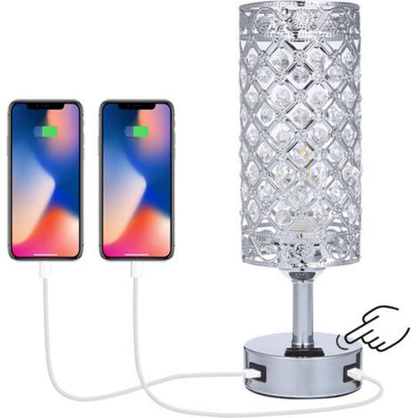 Tomshine Touch Control Bedside Lamp with Dual USB Charging Ports and 3-Way Dimmable AC Plug, Bedside Lamp for Bedroom, Living Room, Dining Room, and Office (Bulb Included) -- Trime