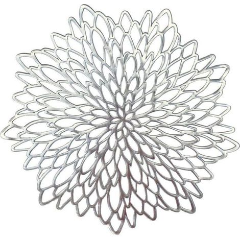 Lot de 6 sets de table ronds en PVC lavables et résistants à la chaleur pour table de cuisine, mariage, argent (1/4)
