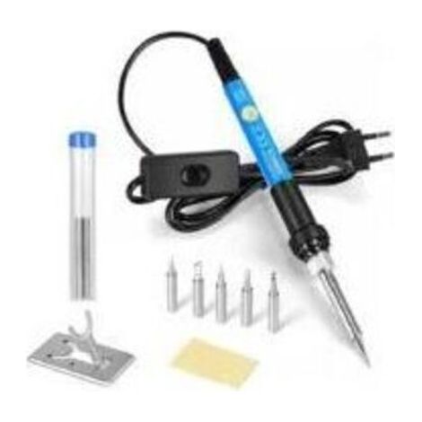 Fer a Souder Etain de Précision avec Support et Interrupteur ON/OFF, Temperature Réglable 200450℃, 9 en 1 Kit, 5 pointes, fil à souder - (1/4)